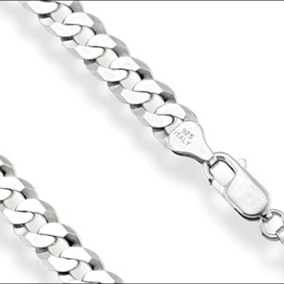 18” Men’s Solid 925 Sterling Silver Cuban Chain - Picture 4 of 7